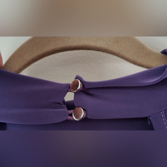 Class Act Purple Mini Dress - L - Stretchy Turtleneck Open Back Party Dress - Picture 9 of 13